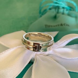 New Tiffany & Co. T Two Narrow Medium Sterling Silver Ring Size6 100% Authentic